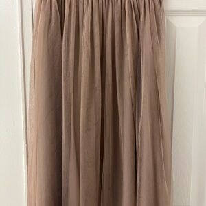 Reiss Brown Midi A-Line Skirt with Pleats